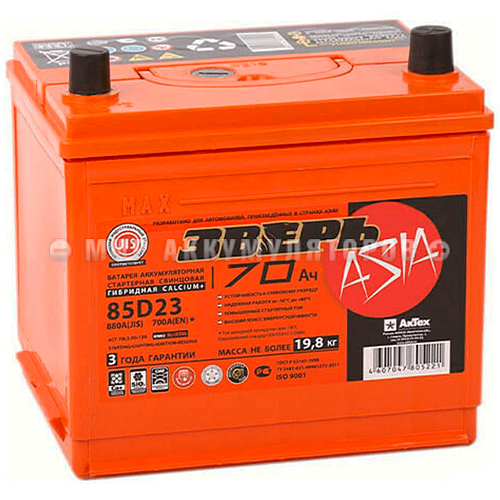 ЗВЕРЬ ASIA 85D23L 70 А/ч ОБР